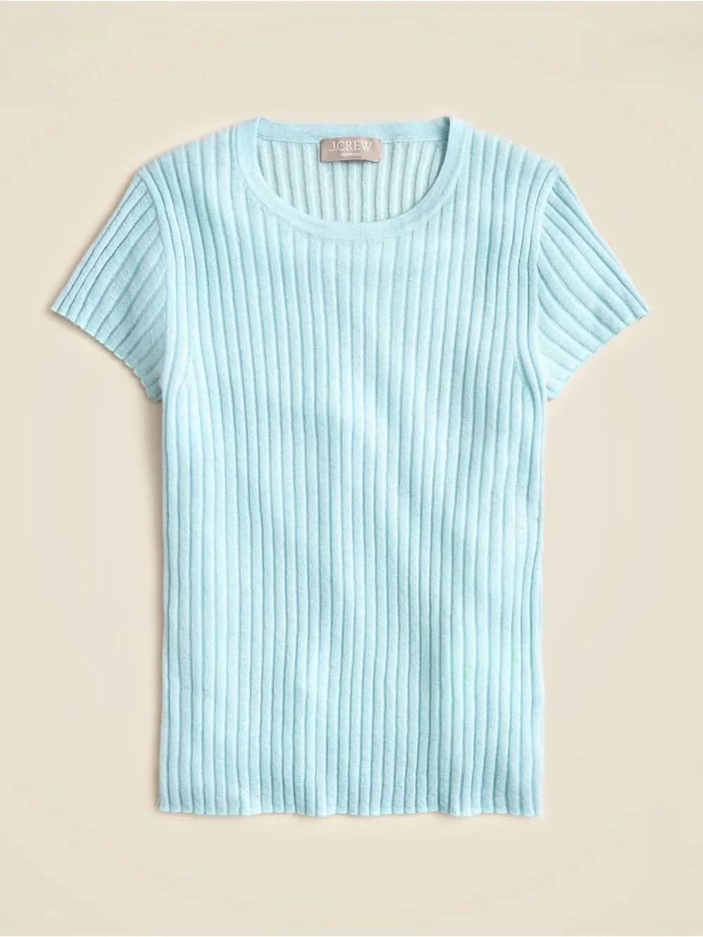 NWT J. CREW Women’s New ribbed featherweight 100% cashmere T-shirt Fresh Air S - Picture 16 of 16